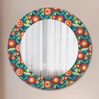 Wohnzimmer Spiegel - Mirror zum Wandspiegel Schlafzimmer – Schminkspiegel - Geometrisch Früchte und Blätter - Rund: Ø50cm