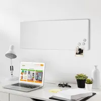 banjado Magnettafel weiß 75x30cm groß Magnetwand aus Metall Pinnwand für Küche, Büro [MT1Q Blanco]