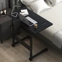Mobiler Schreibtisch für Laptop und Tablet, furnierte Platte 80x40 cm, Metallgestell, höhenverstellbar 70-90 cm