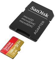 SanDisk Extreme microSDXC 128GB+Adapter SD 190MB/s 90MB/s A2 C10 V30 UHS-I U3