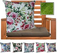 heimtexland ® Outdoor Dekokissen Gefüllt LOTUS EFFEKT Wasserabweisend 45x45 Blumen Deko Gartenkissen Outdoorkissen Typ675 06 Grün