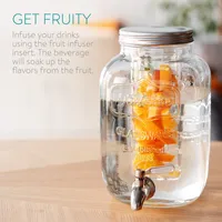 Navaris Wasserspender - 4L Getränkespender - Getränkespender Zapfhahn und Deckel - Wasser Spender Drink Dispenser - Saftspender - Getränkespender Glas