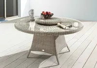 Destiny Gartentisch LUNA Ø150x75 cm mit Drehteller, Polyrattan, vintage weiß