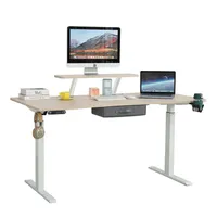 Hilodesk Výškovo nastaviteľný elektrický písacie stoly ako stojaci stôl, Kancelársky stôl s 2 motormi, so stojanom na monitor a zásuvkou, 160cm
