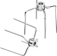 TWOLIIN Fleischklammer 2 Stück Fleischnadeln für Grillspieß Edelstahl Multifunktionaler Hähnchengrill Grillgabel für Drehspieß