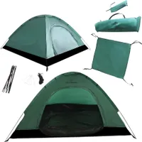 KIRKJUBØUR® "Vindr" 2 Personen-Camping-Zelt, wasserdicht, UV-Schutz 50+, leicht & stabil, inkl. Zubehör & Tragetasche, schnell aufbaubar grün | KJ-110