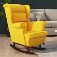 vidaXL Hojdacie kreslo s gumenými nohami z masívneho dreva Yellow Velvet