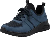Rieker Damen Sneaker Halbschuh lässig modern cooles Design Schnürung M4970, Größe:39 EU, Farbe:Blau