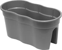 KHW Geländerblumenkasten Flowerclip XL aus hochwertigem Kunststoff - 2er Set; Stabil, wetter-/UV-beständig; Maße 57,5 x 27,7 x H 27 cm. Farbe: Grau.