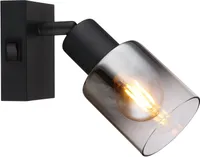 Wandleuchte Innen mit Schalter Wandlampe Rauchglas Wandstrahler Schwarz 54308-1