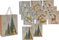 Weihnachts Geschenk Tüte 12er Set - 4 Motive - Papiertasche Flaschentasche Wichtel Tüte