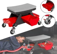 Dielenská stolička UISEBRT s kolieskami a policami - mobilná stolička do garáže a dielne, uzamykateľná, nosnosť 150 kg, vrátane úložného boxu