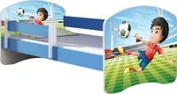 ACMA Jugendbett Kinderbett Junior-Bett Komplett-Set mit Matratze Lattenrost und Rausfallschutz Blau 13 Fußballer 180x80