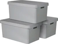 3-er Set INFINITY Box mit Deckel 45L hellgrau