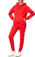 Damen Jogginganzug einfarbig 100% Baumwolle 586 Rot XXL