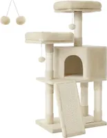 FEANDREA Kratzbaum, 115cm,vollständig mit Sisal umwickelte Säule beige