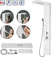 NAIZY  Duschpaneel Duschsystem Edelstahl Mattweiß Duscharmatur Duschset mit Regendusche, Massagedusche, Wasserfalldusche, Handbrause
