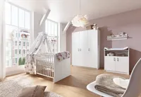 Schardt Komplett Kinderzimmer Classic White (Kombi-Kinderbett 70 x 140 cm mit Umbaukit, Wickelkommode und Kleiderschrank 3-trg.), weiß - Farbe: Weiß, 11 519 02 00