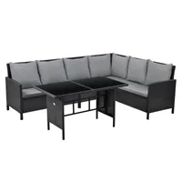 SVITA MADISON Polyrattan Lounge Gartenmöbel Rattan Set in Schwarz