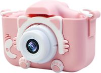 Kinder-Digitalkamera, Upgrade 2000W Pixel Kinder Selfie-Kamera, X5S Kinder-Digitalkamera HD IPS Doppelobjektiv-Ledertasche für Fotografie und Video