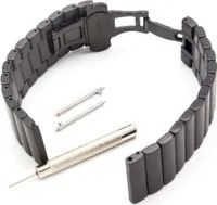 vhbw Ersatz Armband kompatibel mit Samsung Galaxy Gear SM-R770, SM-R760, S3 Classic, S3 Frontier Fitnessuhr, Smartwatch - 19 cm Edelstahl schwarz