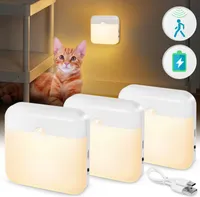 3 Pack Bewegungssensor Nachtlicht Wiederaufladbar Schranklicht Treppe Flur （Warmweiß）