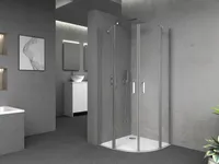 Duschkabine 90x90 MARWELL Neptun II chrom Runddusche - 90x90x195cm - Runddusche mit Drehtür - mit Stabilisationsbügel