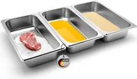 BigDean Panierschalen Set 3-teilig aus hochwertigem Edelstahl – Panierstraße für Küche & Gastro