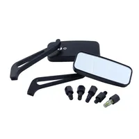 Zestaw lusterek motocyklowych czarny płaski (2 szt.), aluminiowe CNC uniwersalne M8 M10