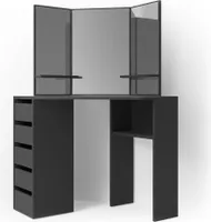 Vicco Frisiertisch für die Ecke Arielle, 110 cm, Schwarz
