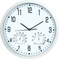 Wanduhr Wand Uhr Wohnzimmer Büro mit Hygrometer und Thermometer, 35 cm