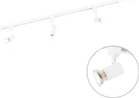 QAZQA - Modern Modernes Schienensystem I Spotlight I Deckenspot I Deckenstrahler I Strahler 3-flammig Spotbalken-flammig 1-Phase weiß - Jeany I Wohnzimmer - Stahl Länglich - LED geeignet GU10