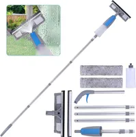 Fensterwischer, 3-in-1 Fensterabzieher mit Sprühfunktion, Teleskop-Fensterwischer, Glasreinigungswerkzeug, 190 cm, Blau