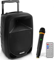 Pyle PA Musikbox, Partybox, Tragbare Karaoke Maschine mit Mikrofon, Party Lautsprecher mit Bluetooth, Sound Anlage 8'' Subwoofer, PA Anlage