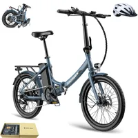 E-Bike klapprad Pannensichere Reifen 20 Zoll Rostfreie Aluminiumlegierung bis zu 110 - 130 km Wasserdicht IPX4 Pedelec 7 Gang, Blau