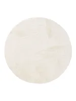 Fellteppich Furry Creme ø 80 cm rund Wohnzimmer  Rutschfest Waschbar Hochflor benuta Flauschig Plüsch Shaggy Weich