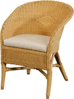 KRINES HOME Klassischer Rattan Club-Sessel inkl. Polster Beige Rattansessel Flechtsessel (Honig)
