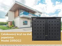 Prístrešok na koše D05GG2, pre 2 koše, celokovový kryt, moderný, antracitový