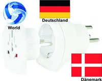 Reiseadapter Urlaub Reise Stecker Welt auf Dänemark+ Deutschland - Kombi Adap...