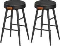 VASAGLE ECHO Kollektion Barhocker, 2er Set, Barstuhl, Kunstleder, basisschwarz
