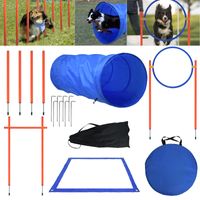 LZQ Agility Ausrüstungs Set für Hunde, Hürde Tunnel Training inkl.Slalomstangen, Einstellbar Sprungring, Hochsprungstange, Hundetunnel