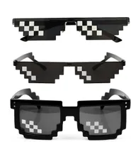 [3 Pack] Thug Life slnečné okuliare, muži ženy sklo 8bit Pixel mozaika foto rekvizity obyčajné slnečné okuliare hračka - čierna