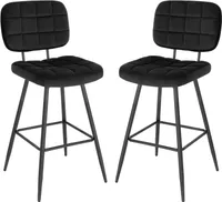 EUGAD 2er Set Barhocker, gut gepolstert, aus Samt Metall, Schwarz