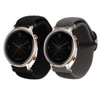 kwmobile Armband kompatibel mit Huawei Watch GT3 (42mm) / Watch GT2 (42mm) / Watch 2 - 2x Nylon Fitnesstracker Sportarmband Band in Schwarz Grau