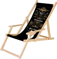 Personalisierbarer Holz Liegestuhl Klappbar Klappliegestuhl mit Armlehne und Getränkehalter Strandstuhl Motiv Vintage [119]