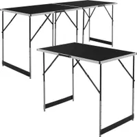 ECD Germany 3-teilig Tapeziertisch klappbar 100x60 cm, Schwarz, bis 30 kg belastbar