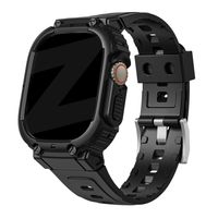 Bandz Robustní TPU náramek s rámečkem - vhodný pro Apple Watch Ultra (49 mm) - Černý náramek s ochranou pro hodinky iWatch řady Ultra