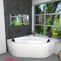 Whirlpool Pool Badewanne Eckwanne Wanne W20R-SC 140x140cm mit Radio+Farblicht, aktive Schlauch-Reinigung