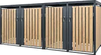 ML-Design 4-zásobník na 4 koše 240L 264x80x116,3 cm antracitový vzhľad smrekovca, oceľ, odolný voči poveternostným vplyvom/uzamykateľný