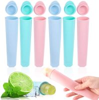 Eisformen Silikon,6 Stück Wassereis Formen,Wiederverwendbare Stieleisformer, Ice Pop Maker Formen Set - 100% Lebensmittel Silikon- BPA frei